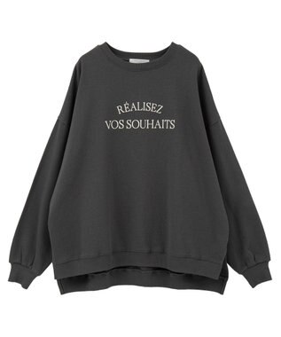 Green Parks 裏起毛ルーズサイズロゴプルオーバー Charcoal Gray