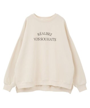 Green Parks 裏起毛ルーズサイズロゴプルオーバー Ecru