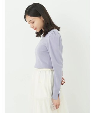 earth music&ecology ハートネック袖パールニットプルオーバー Lavender