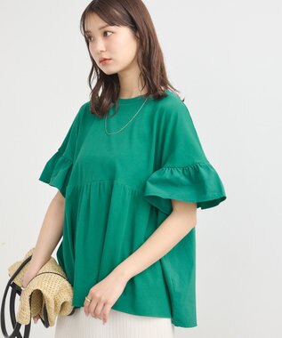 earth music&ecology 【接触冷感/洗濯機可】フリルドッキングポンチョＴ