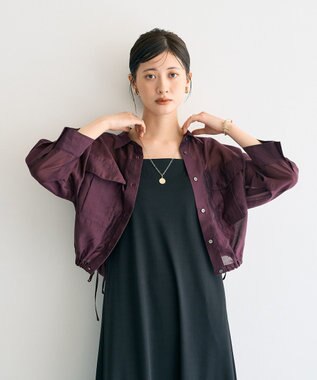 YECCA VECCA 【2点SET】シアーシャツ×Aラインキャミワンピース Purple