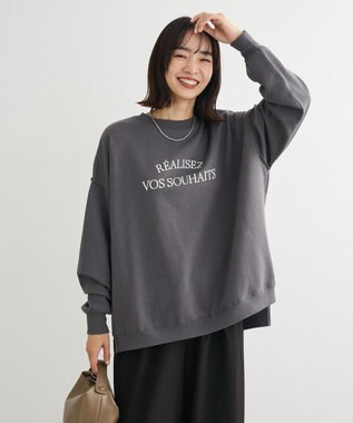 Green Parks 裏起毛ルーズサイズロゴプルオーバー Charcoal Gray