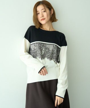 YECCA VECCA バイカラーレースニット