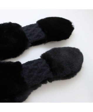 UNBILLION カシュネ cache nez / ニット×フェイクファーマフラー ブラック