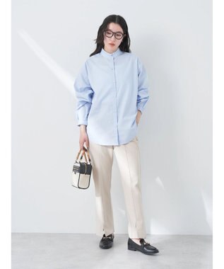 earth music&ecology Ｔ／Ｃ　スタンドフリルブラウス Stripe