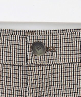 自由区 【撥水加工・洗える】TRギャバチェック柄ストレート パンツ ベージュ系チェック