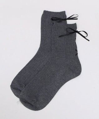 WEGO レースアップバックリボンソックス ダークグレー