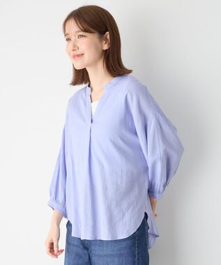 ANY L 【手洗い可能】ヨーロピアンリネンスキッパーネックブラウス