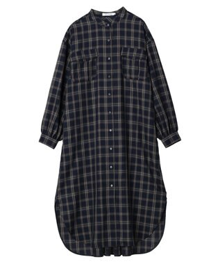 AMERICAN HOLIC イージーケアＷポケットシャツワンピース Check Navy