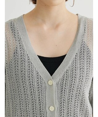 Green Parks すかし柄コンパクトシアーカーディガン Gray