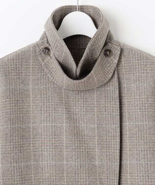 自由区 L 【17号サイズまで展開・カタログ掲載】ウールリバーチェック柄ダブルブレスト コート モカチェック