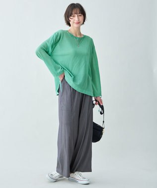 ANY シアーシャーリングスリーブニット グリーン