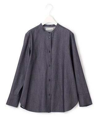 ICB 【洗える】リアクティブソフトデニム バンドカラーシャツ インディゴ系
