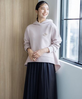 組曲 ダンボールジャージーバックフリル パーカー ローズ系