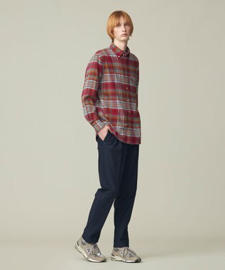J.PRESS MEN コットンネル マルチチェックシャツ/B.D レッド系3