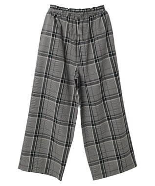 Green Parks 綿麻混バギーパンツ Check Black