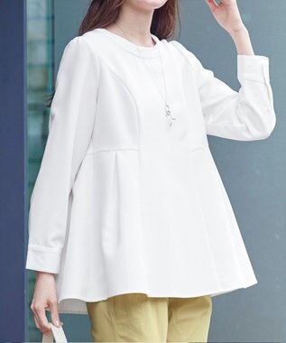 Tiaclasse 【洗える】ソフトペプラムブラウス オフホワイト