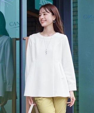 Tiaclasse 【洗える】ソフトペプラムブラウス オフホワイト