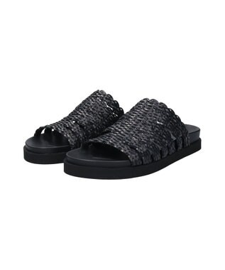 INTER-CHAUSSURES 【ANGEL ALARCON】フットベッドラフィアサンダル ブラック雑材
