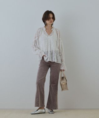 GRACE CONTINENTAL ヨウリュウembカフタンブラウス ホワイト