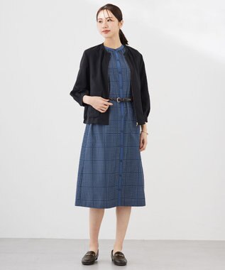 J.PRESS LADIES L 【洗える】ブロックドットプリント ワンピース ダルブルー系5