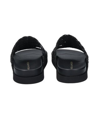 INTER-CHAUSSURES 【ANGEL ALARCON】フットベッドラフィアサンダル ブラック雑材
