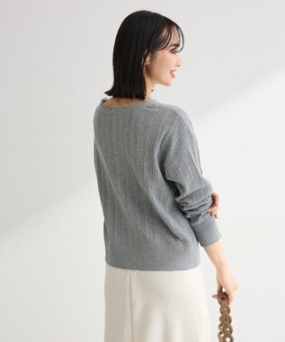 Green Parks レースドッキングニットカーディガン Gray Mixture