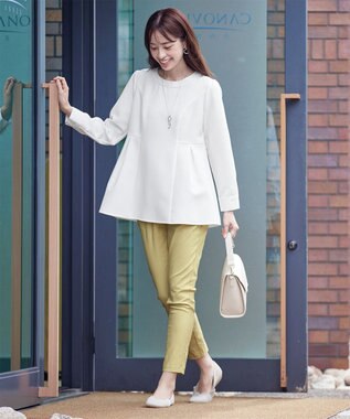 Tiaclasse 【洗える】ソフトペプラムブラウス オフホワイト