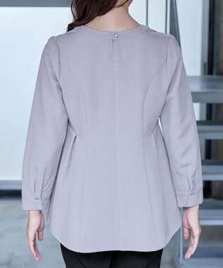 Tiaclasse 【洗える】ソフトペプラムブラウス ライトグレー