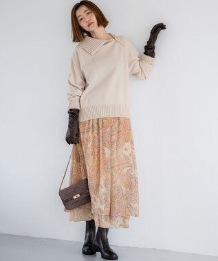 23区 S 【洗える】Erica クレープペイズリープリント スカート ピンク系