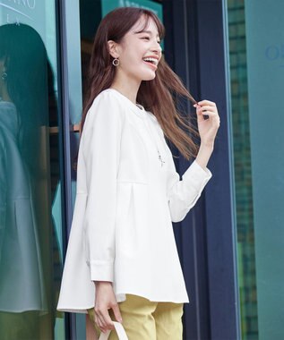 Tiaclasse 【洗える】ソフトペプラムブラウス オフホワイト