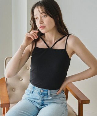 WEGO 【カップ付き】nachumoreホルターネックキャミ ブラック