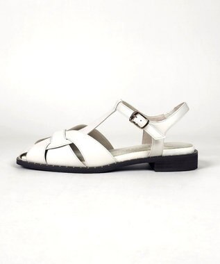 Dominic3 スタッズピース レザーケージサンダル アイボリー