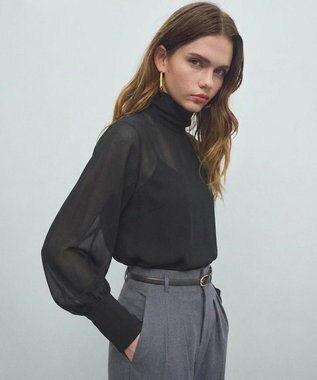 BEIGE， MOYE / ニットドッキング ロングスリーブブラウス Navy