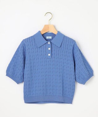 組曲 L ポロ襟 ニットプルオーバー ブルー系