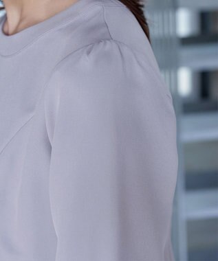 Tiaclasse 【洗える】ソフトペプラムブラウス ライトグレー