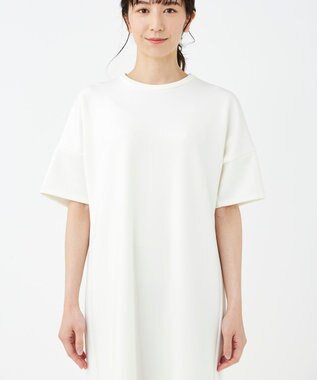 KASHIYAMA 【抗菌繊維】スタイリッシュジャージー オーバーサイズドレス ホワイト