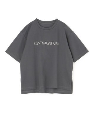 UNFILO BEAUTY FORM ロゴ刺繍 半袖Tシャツ チャコール