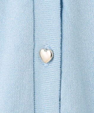 Feroux 【洗える・接触冷感・UVカット】ハートボタン7分袖 カーディガン スカイブルー系