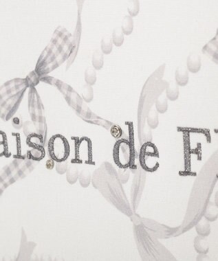 Maison de FLEUR リボンパールプリントマルチポケットトートバッグ Black