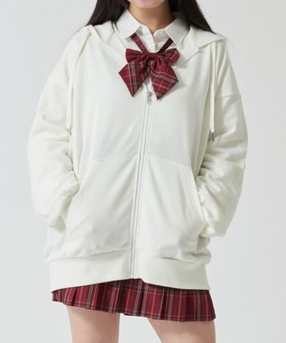 WEGO 【SCHOOLITEM】ルーズフィットジップパーカー オフホワイト