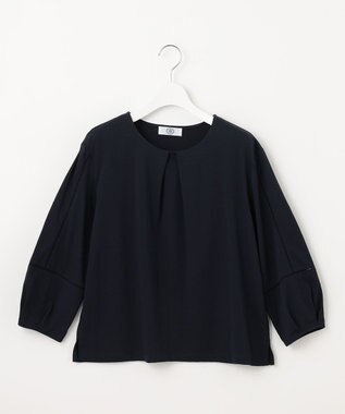 J.PRESS LADIES 【洗える】プレーティングジャージー フロントタック カットソー ネイビー系