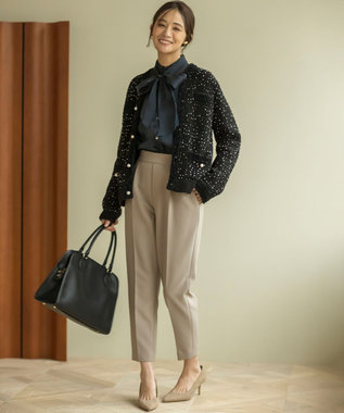 組曲 S 【WEB限定】スノーネップツイード ニットジャケット ブラック系