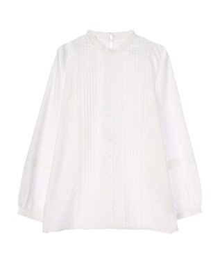 earth music&ecology ピンタックレースブラウス Off White