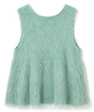 UNFILO 【野呂佳代さん着用】アルパカシャギー ペプラムジレ グリーン