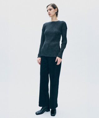 uncrave シアーストライプニット クルーネックトップス チャコールスパンコール