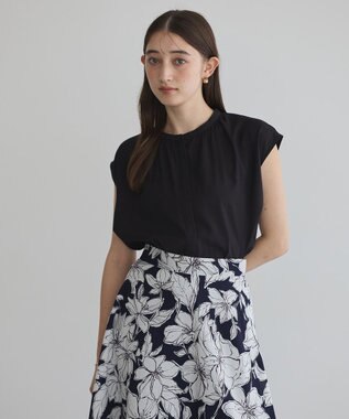 YECCA VECCA 【接触冷感】COOLバックピンタックブラウス Black