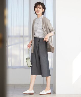 J.PRESS LADIES 【洗える】 セルロースチェック バンドカラー ブラウス ブラック系3