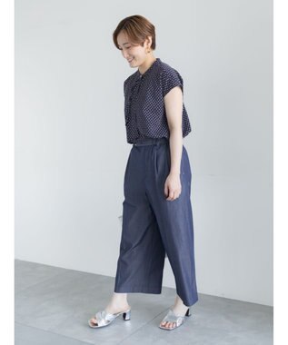 Te chichi 【接触冷感/UVカット/遮熱】ワイドクロップトパンツ ネイビー