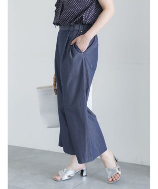 Te chichi 【接触冷感/UVカット/遮熱】ワイドクロップトパンツ ネイビー